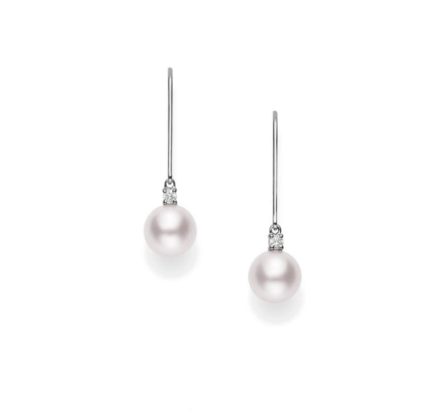 Mikimoto Jewellery - Earrings - Drop Mikimoto 18K White Gold Diamond Akoya 7mm Pearl Drop Earrings