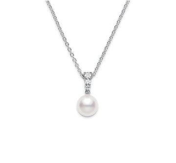 Mikimoto Jewellery - Necklace Mikimoto 18K White Gold Pearl Diamond Drop Necklace