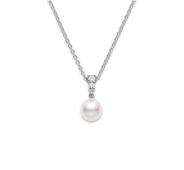 Mikimoto Jewellery - Necklace Mikimoto 18K White Gold Pearl Diamond Drop Necklace