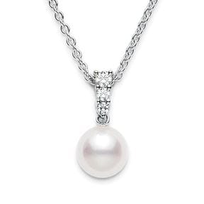 Mikimoto Jewellery - Necklace Mikimoto 18K White Gold Pearl Solitaire Diamond Necklace