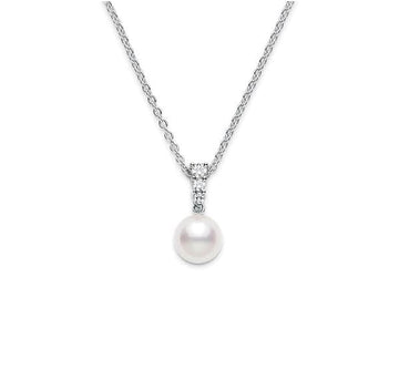 Mikimoto Jewellery - Necklace Mikimoto 18K White Gold Pearl Solitaire Diamond Necklace