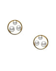 Mikimoto Jewellery - Earrings - Stud Mikimoto 18K Yellow Gold Circled Akoya Pearl Trinity Studs