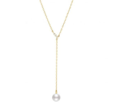 Mikimoto Jewellery - Necklace Mikimoto 18K Yellow Gold Diamond Akoya Lariat Necklace