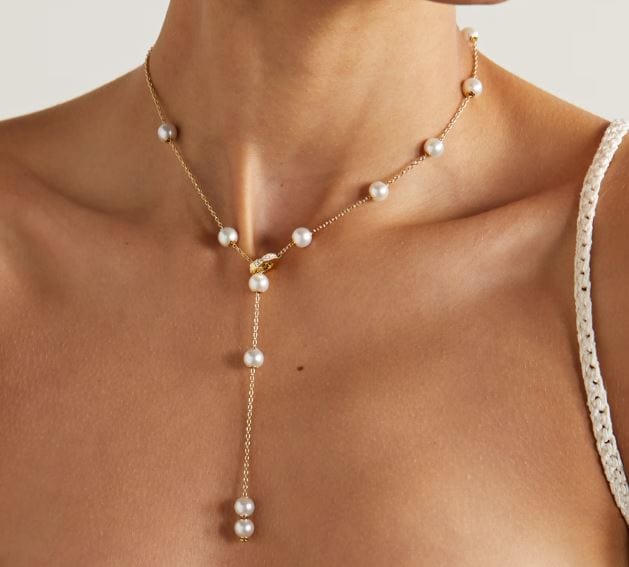 Mikimoto Jewellery - Necklace Mikimoto 18K Yellow Gold Pearls In Motion Necklace