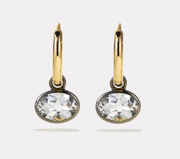 BY PARIAH 14k Yellow Gold White Topaz Orbit Hoops