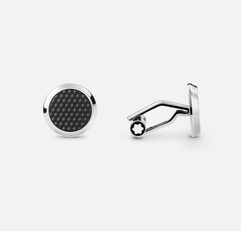 Mont Blanc Accessories - Jewellery Accessories Montblanc Steel Meisterstück Round Black Inlay Cufflinks