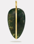 By Pariah Jewellery - Necklace - Coloured Stones By Pariah 14K Yellow Gold Extra Large Moss Agate Pebble Pendant