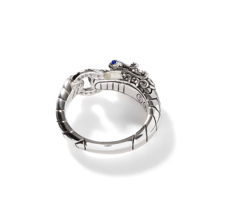 John Hardy Sterling Silver Naga Ring with Diamonds