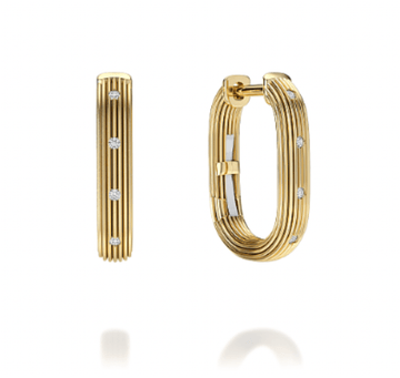 NC Rae Jewellery - Earrings - Hoop Noam Carver 14K Yellow Gold Rae Diamond Oval Huggie Hoops