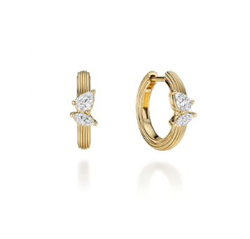 NC Rae Jewellery - Earrings Noam Carver 14K Yellow Gold Rae Double Diamond Huggies