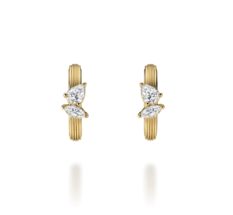 NC Rae Jewellery - Earrings Noam Carver 14K Yellow Gold Rae Double Diamond Huggies