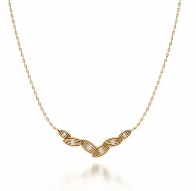 NC Rae Jewellery - Necklace Noam Carver 14K Yellow Gold Rae Six Diamond Petal Necklace