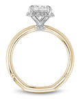 Crown Ring Jewellery - Rings Noam Carver Atelier 14K Two Tone Yellow Gold Shank with White Gold Head Oval 2.00ct Halo Engagement Ring