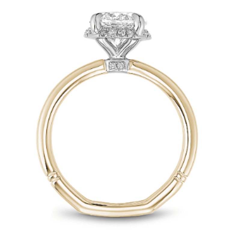 Crown Ring Jewellery - Rings Noam Carver Atelier 14K Two Tone Yellow Gold Shank with White Gold Head Oval 2.00ct Halo Engagement Ring