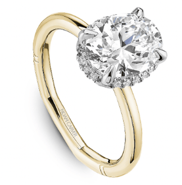 Crown Ring Jewellery - Rings Noam Carver Atelier 14K Two Tone Yellow Gold Shank with White Gold Head Oval 2.00ct Halo Engagement Ring