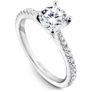 Crown Ring Jewellery - Rings Noam Carver Bridal 14K White Gold Round 1.00ct Pavé Engagement Ring