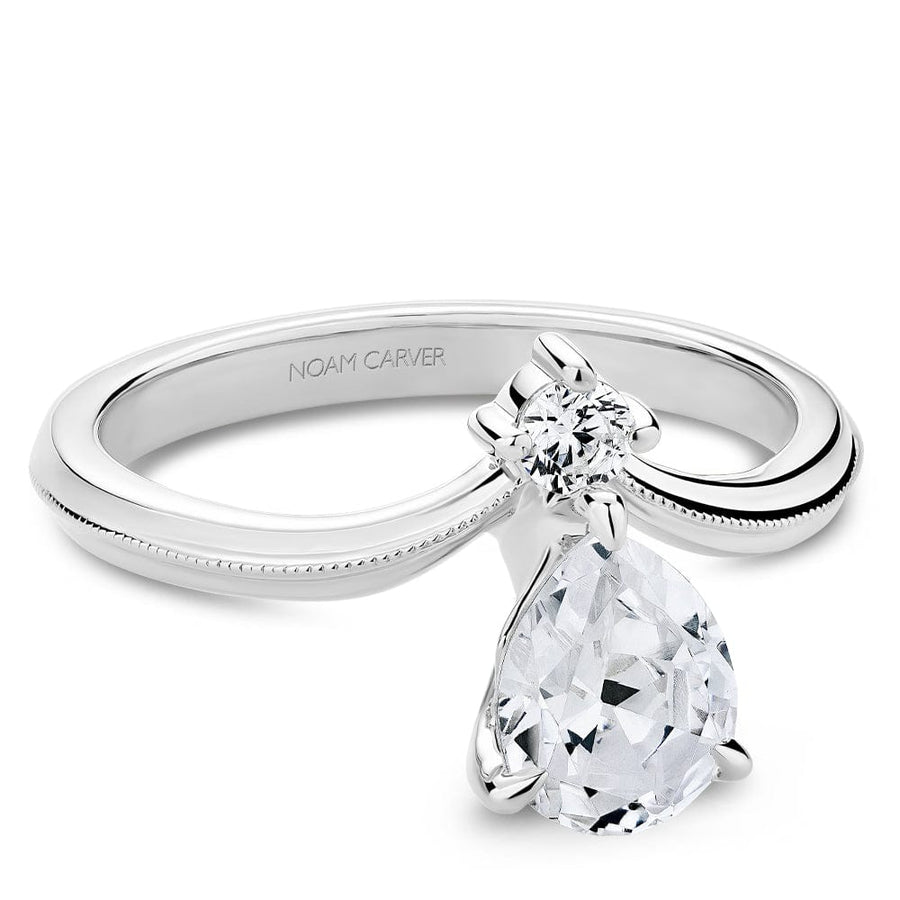 Crown Ring Platinum Noam Carver Floral Knife Edge Engagement Ring