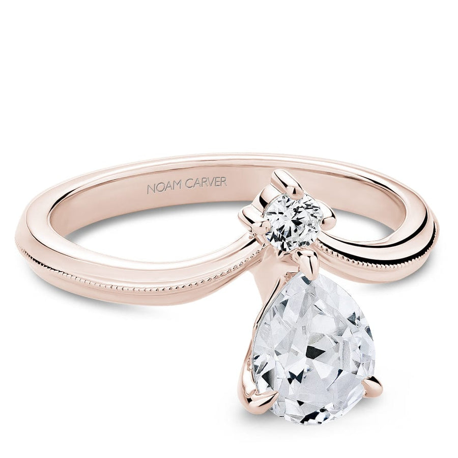 Crown Ring Rose gold Noam Carver Floral Knife Edge Engagement Ring