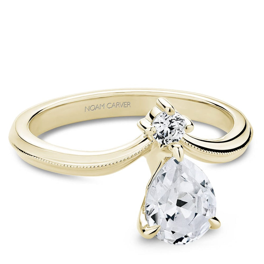 Crown Ring Yellow Gold Noam Carver Floral Knife Edge Engagement Ring