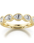 Crown Ring Jewellery - Band - Diamond - LAB Noam Carver Glow Band 14K Yellow Gold 0.78ct Pear Shape Lab Diamonds Bezel Set Size 6.5