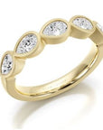Crown Ring Jewellery - Band - Diamond - LAB Noam Carver Glow Band 14K Yellow Gold 0.78ct Pear Shape Lab Diamonds Bezel Set Size 6.5
