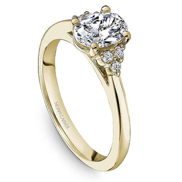 Crown Ring Yellow Gold Noam Carver Knife Edge Floral Engagement Ring