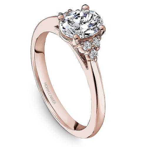 Crown Ring Rose gold Noam Carver Knife Edge Floral Engagement Ring