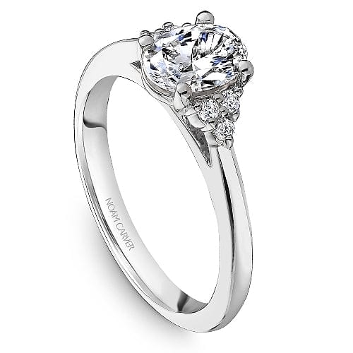 Crown Ring White gold Noam Carver Knife Edge Floral Engagement Ring