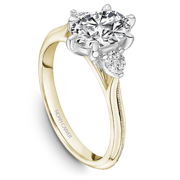 Crown Ring Yellow Gold Noam Carver Knife Edge Trinity Engagement Ring