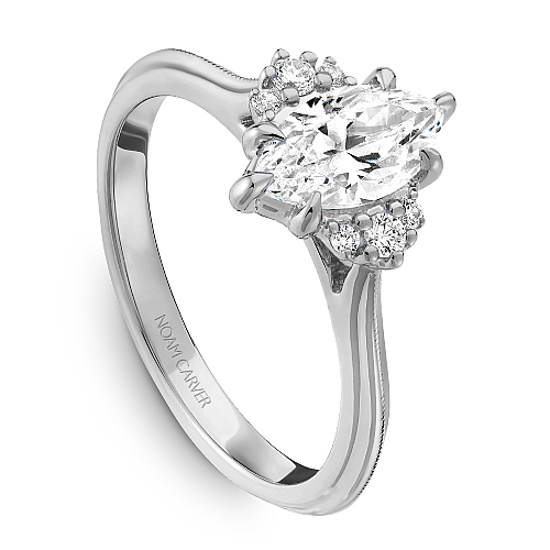 Crown Ring Platinum Noam Carver Knife Edge Trinity Engagement Ring