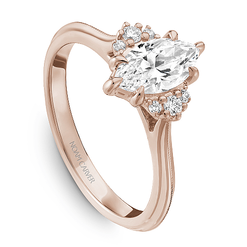 Crown Ring Rose gold Noam Carver Knife Edge Trinity Engagement Ring