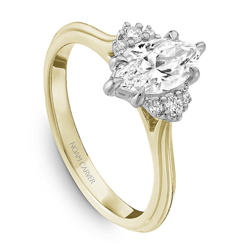 Crown Ring Yellow Gold Noam Carver Knife Edge Trinity Engagement Ring