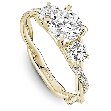 Crown Ring Yellow Gold Noam Carver Modern Pave Twist Engagement Ring