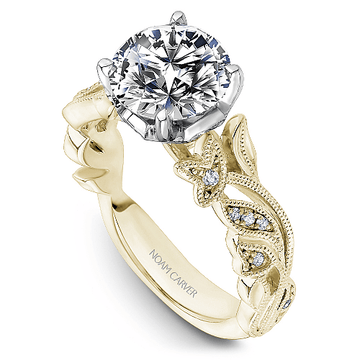 Crown Ring Yellow Gold Noam Carver Pave Classic Engagement Ring