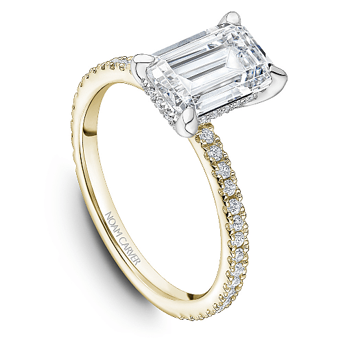 Crown Ring Yellow Gold Noam Carver Pave Solitaire Engagement Ring