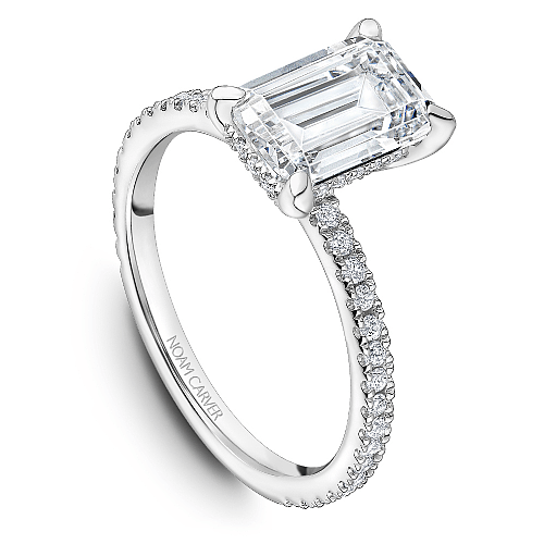 Crown Ring Platinum Noam Carver Pave Solitaire Engagement Ring