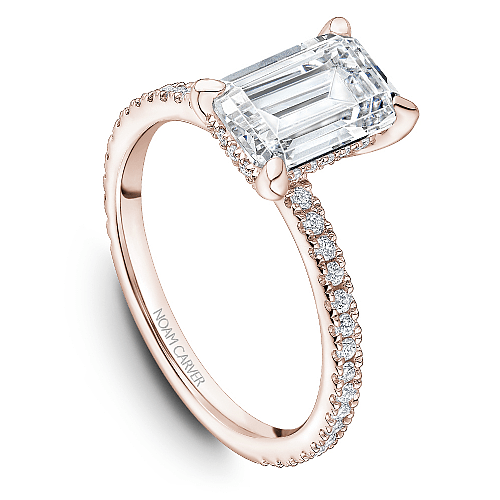 Crown Ring Rose gold Noam Carver Pave Solitaire Engagement Ring