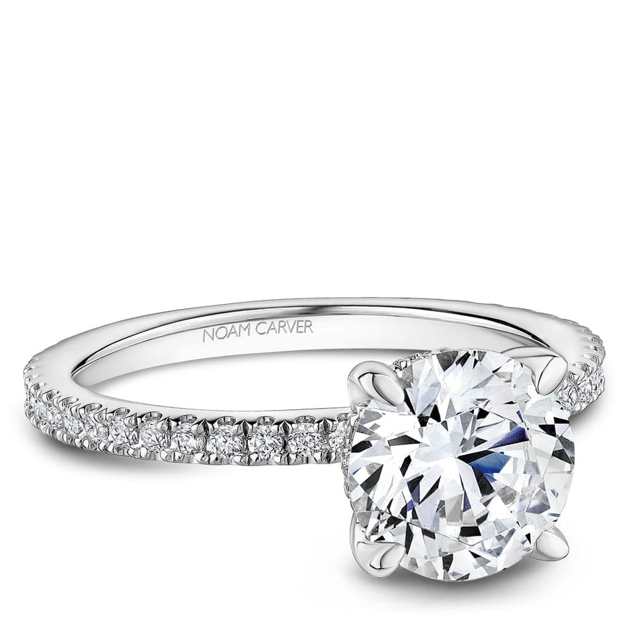 Crown Ring Platinum Noam Carver Pave Solitaire Engagement Ring