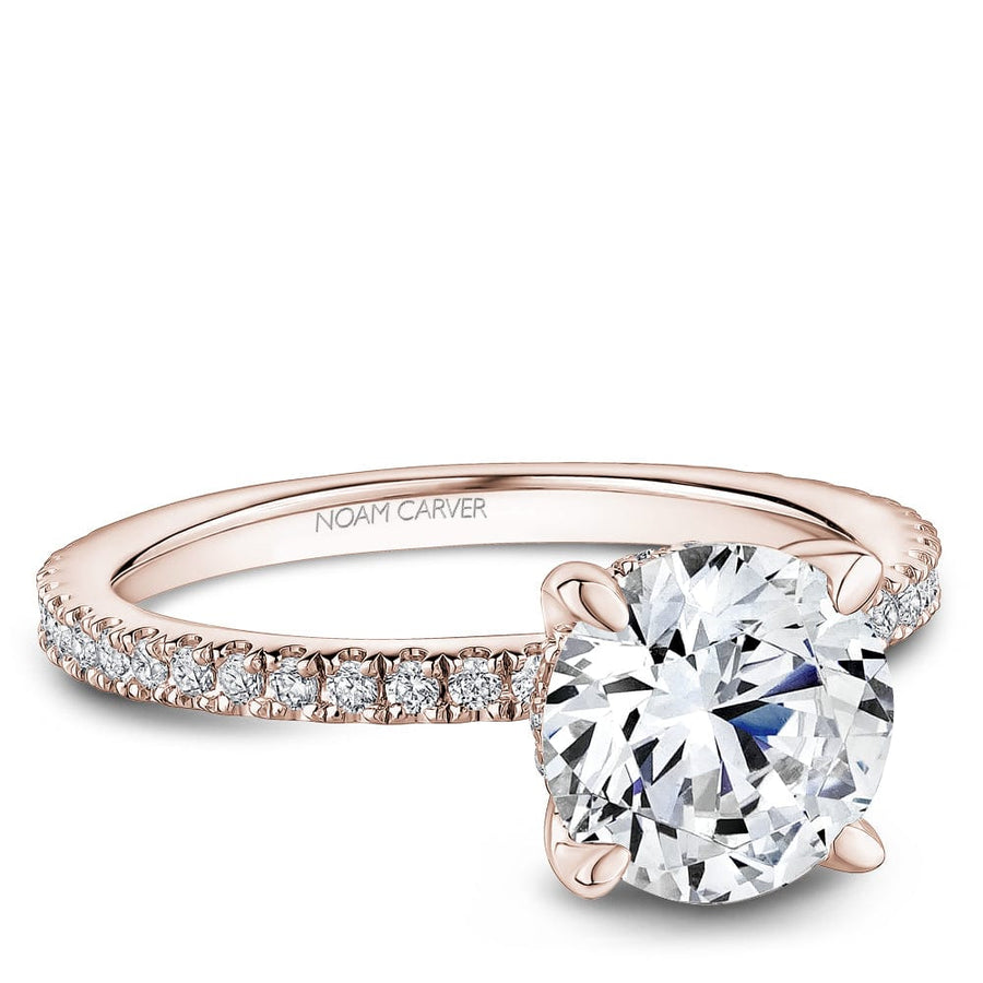 Crown Ring Rose gold Noam Carver Pave Solitaire Engagement Ring