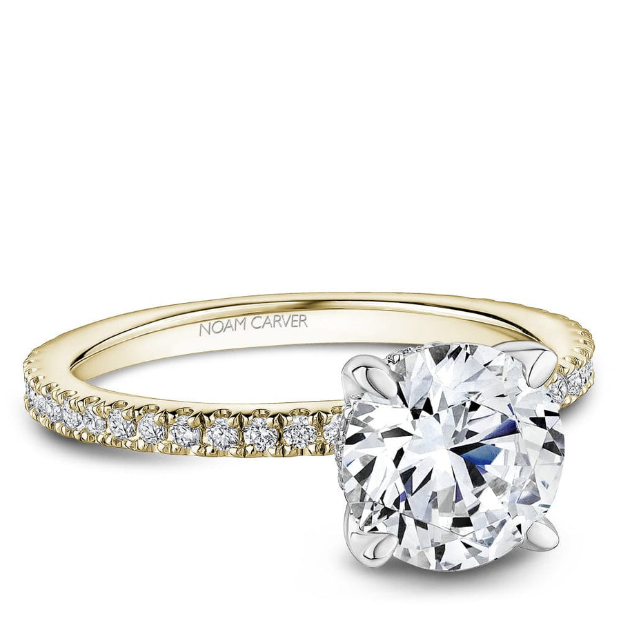 Crown Ring Yellow Gold Noam Carver Pave Solitaire Engagement Ring