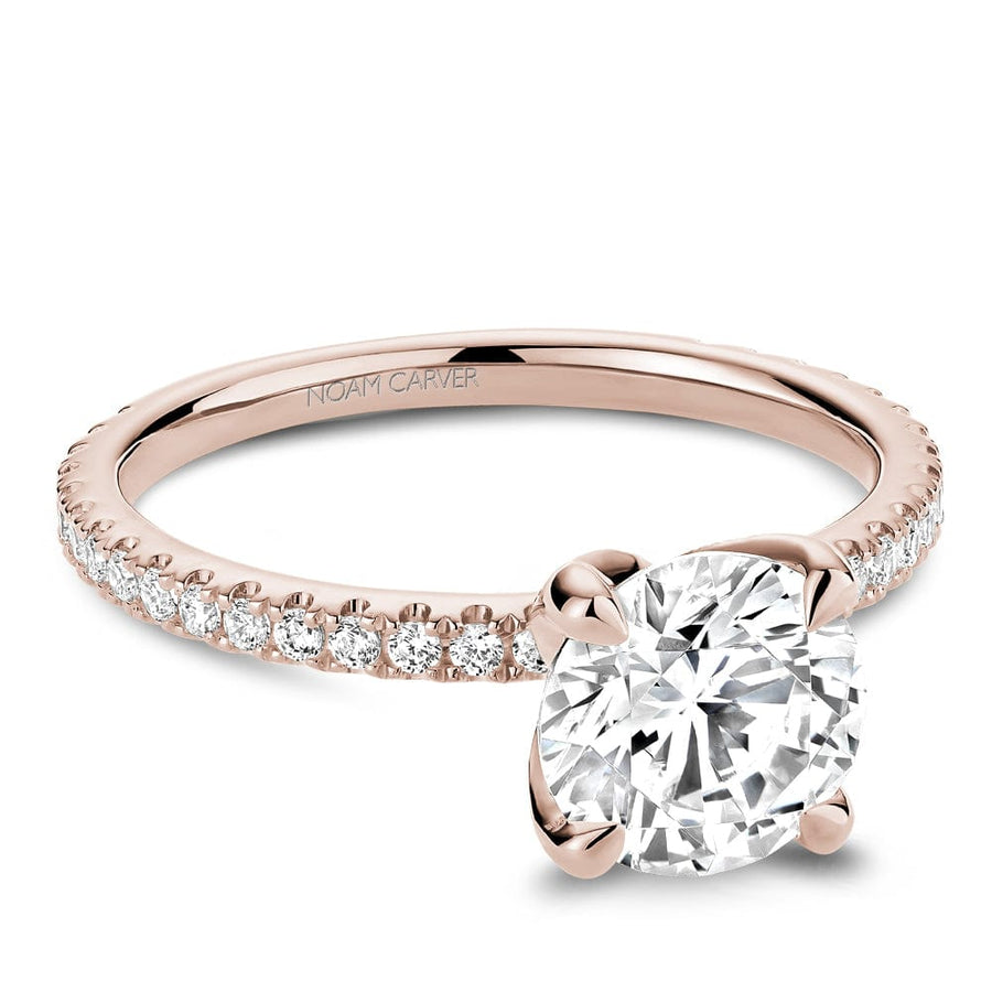 Crown Ring Rose gold Noam Carver Pave Solitaire Engagement Ring
