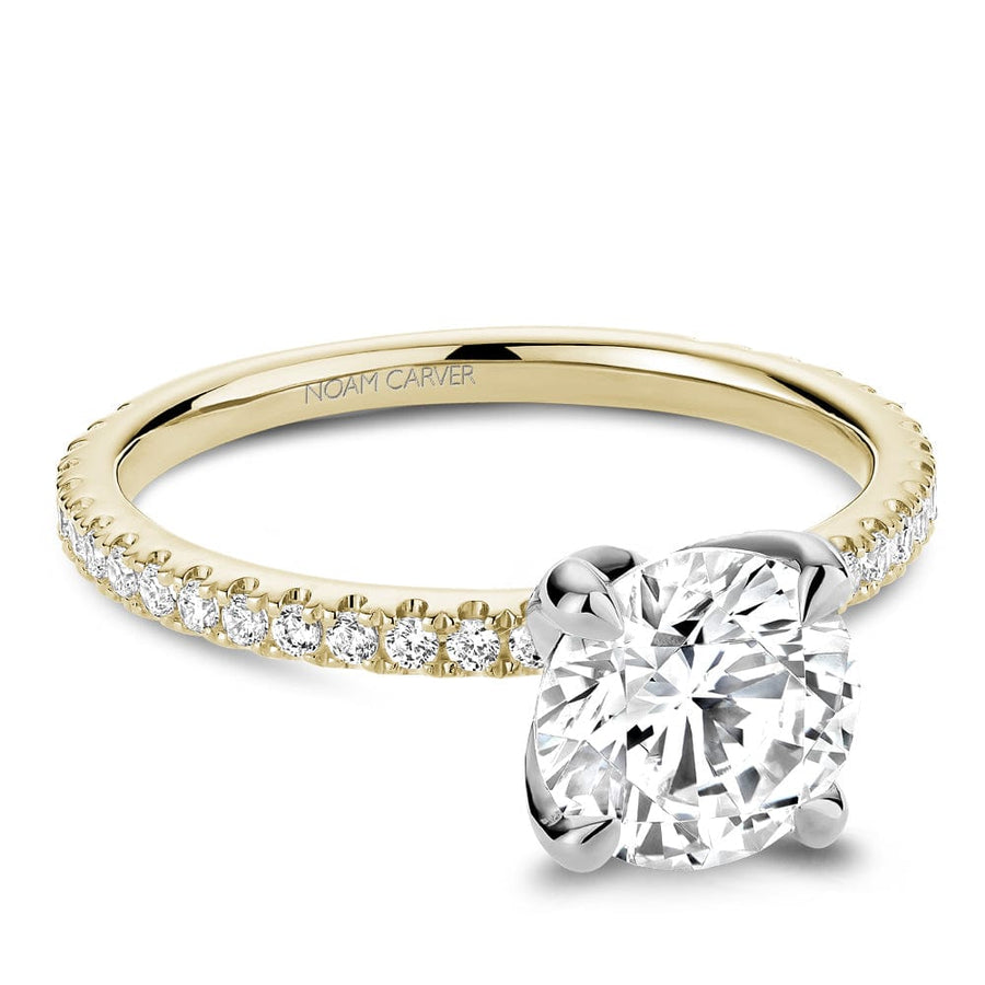 Crown Ring Yellow Gold Noam Carver Pave Solitaire Engagement Ring