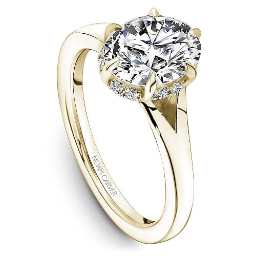 Crown Ring Yellow Gold Noam Carver Split Shank Modern Engagement Ring