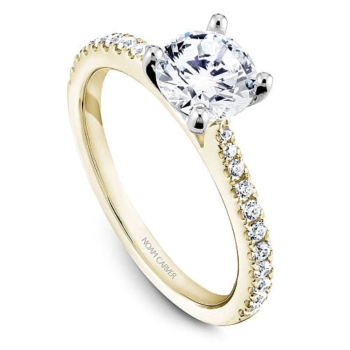 Crown Ring Yellow Gold Noam Carver Tapered Pave Modern Engagement Ring