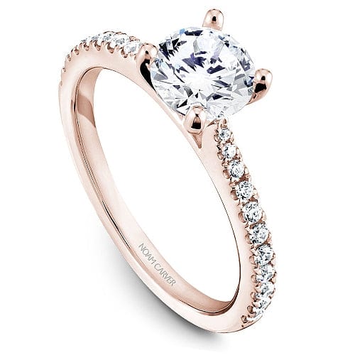 Crown Ring Rose gold Noam Carver Tapered Pave Modern Engagement Ring