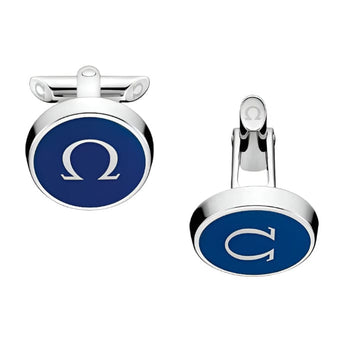 Omega Accessories - Jewellery Accessories Omega Stainless Steel Blue Enamel Omegamania Cufflinks