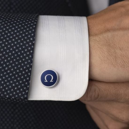 Omega Accessories - Jewellery Accessories Omega Stainless Steel Blue Enamel Omegamania Cufflinks