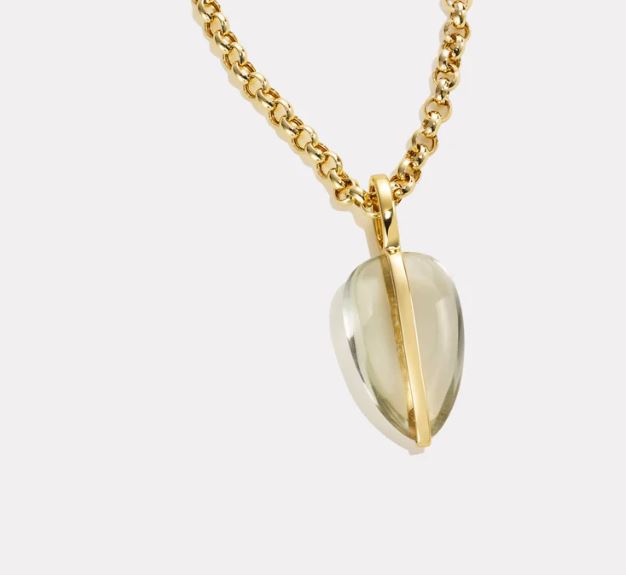 BY PARIAH 14k Yellow Gold Green Amethyst Small Pebble Pendant