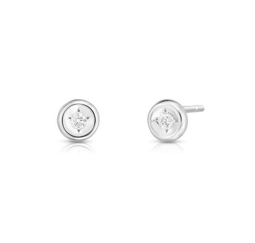 Roberto Coin Inc. Jewellery - Earrings - Stud Roberto Coin 18K White Gold Diamonds By The Inch Bezel Stud Earrings