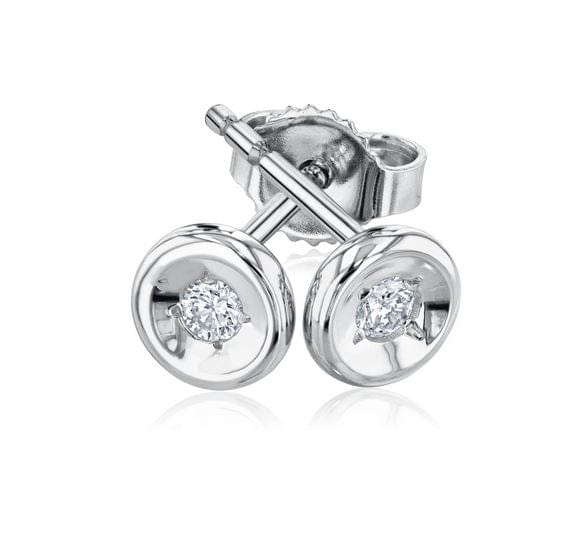 Roberto Coin Inc. Jewellery - Earrings - Stud Roberto Coin 18K White Gold Diamonds By The Inch Bezel Stud Earrings